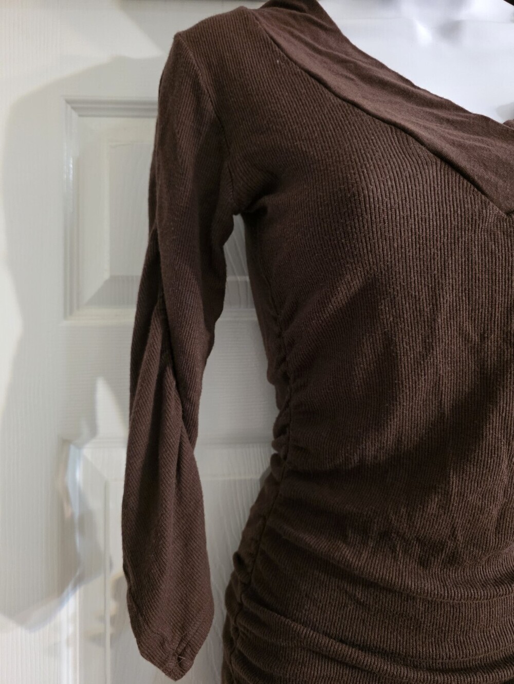 Y2K Outlooks 3/4 Sleeve Ruched Shirt- M - Picture 5 of 9